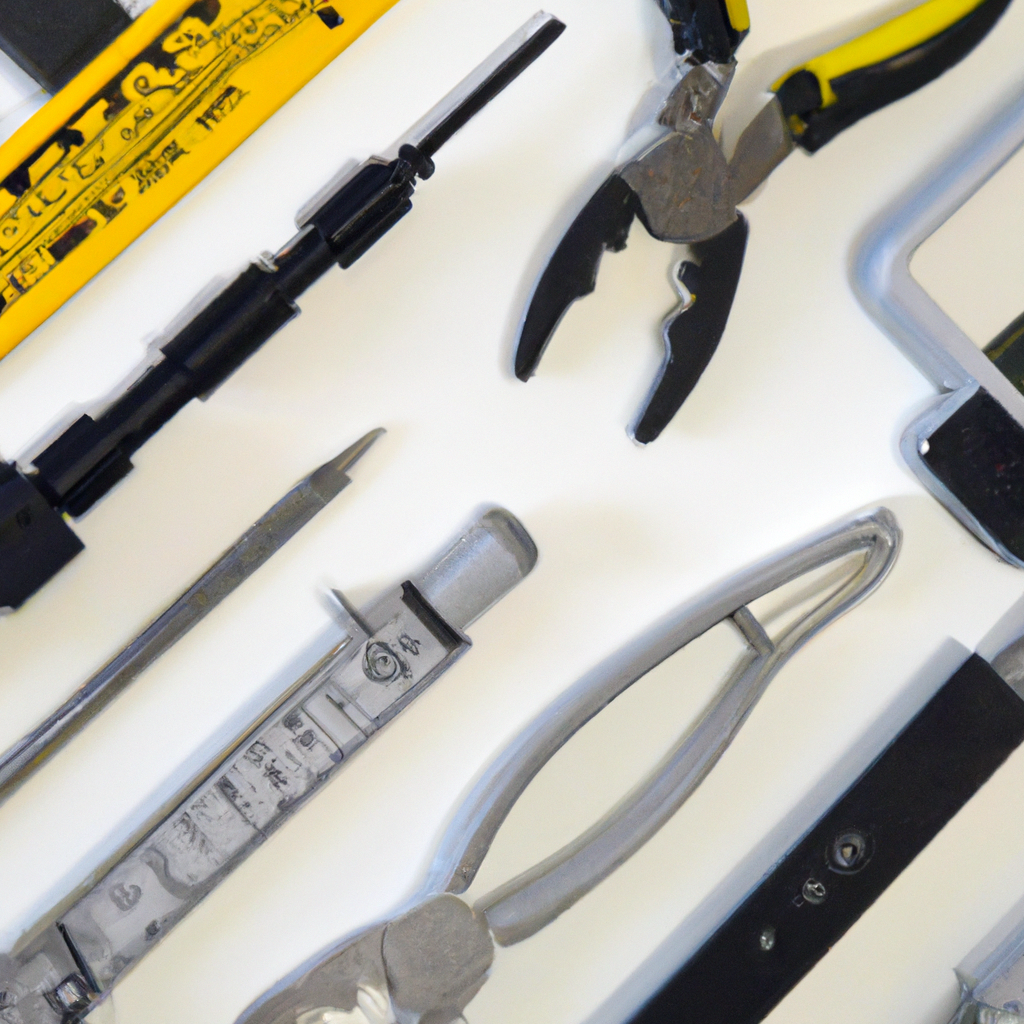 Kit de construction modulaire prêt à l'assemblage avec pièces alignées, plan et tournevis minimal — fond clair